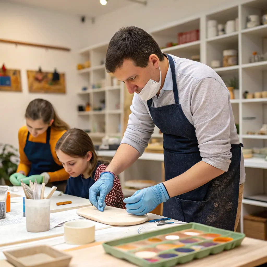 Instructor demonstrates a craft technique